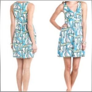 Lilly Pulitzer Nautical Patty Dress Docksider Sailboat Print Blue Size XS